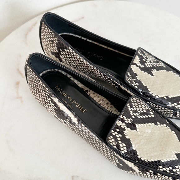 NEW Marion Parke Caroline Snakeskin Embossed Leather Loafer Natural Python‎ Sz 6 - Picture 4 of 8